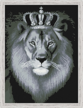Чёрно-белый лев Цветной QR200004, цена 3 377 руб. - интернет-магазин Мадам Брошкина